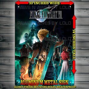 Final Fantasy 7 Cloud Strife - Tifa - Aerith Glossy Wall Art Metal Sign 10x14"